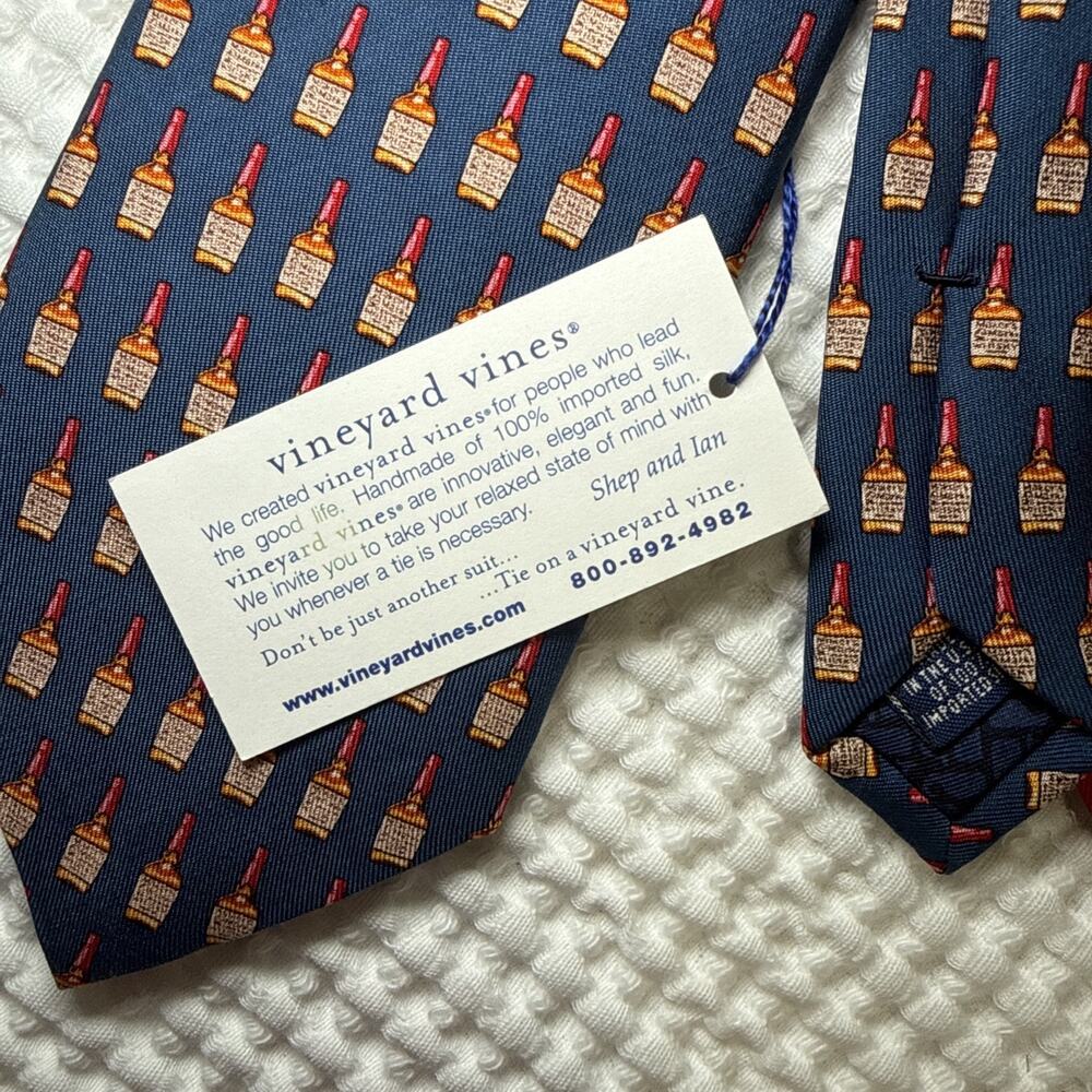 Vineyard Vines Silk Makers Mark Whiskey Novelty Ties Pair Red Blue USA NWT - Picture 4 of 9